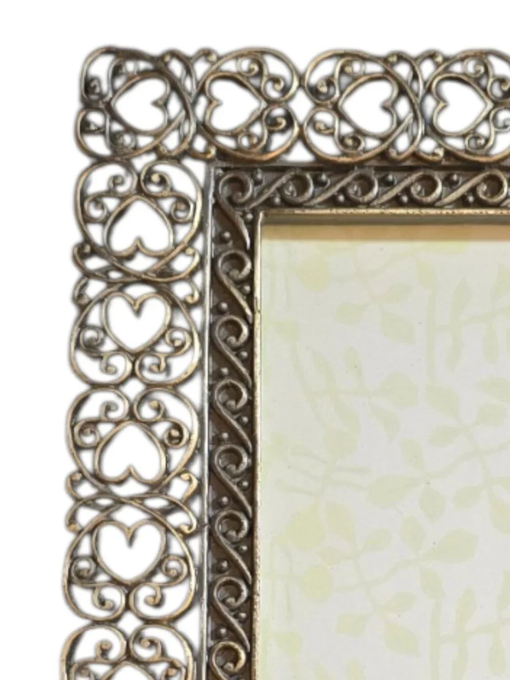 9 x 7 Silver Heart Filigree Picture Frame Ornate Metal Photo Frame Wedding Decor